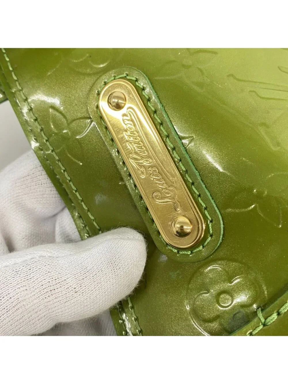 Louis Vuitton Handbag Vernis Wilshire Blue Bird Vert Cles Dies